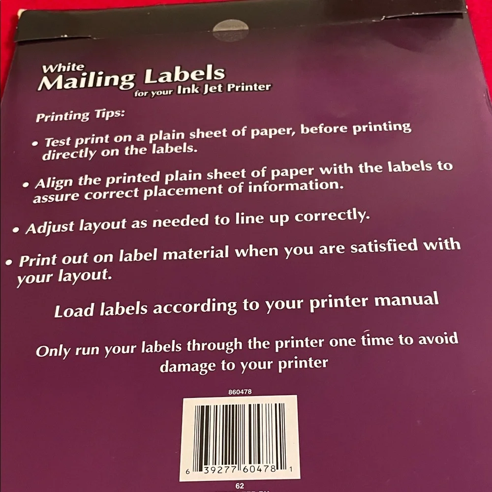 White Mailing Labels for Ink Jet Printers
